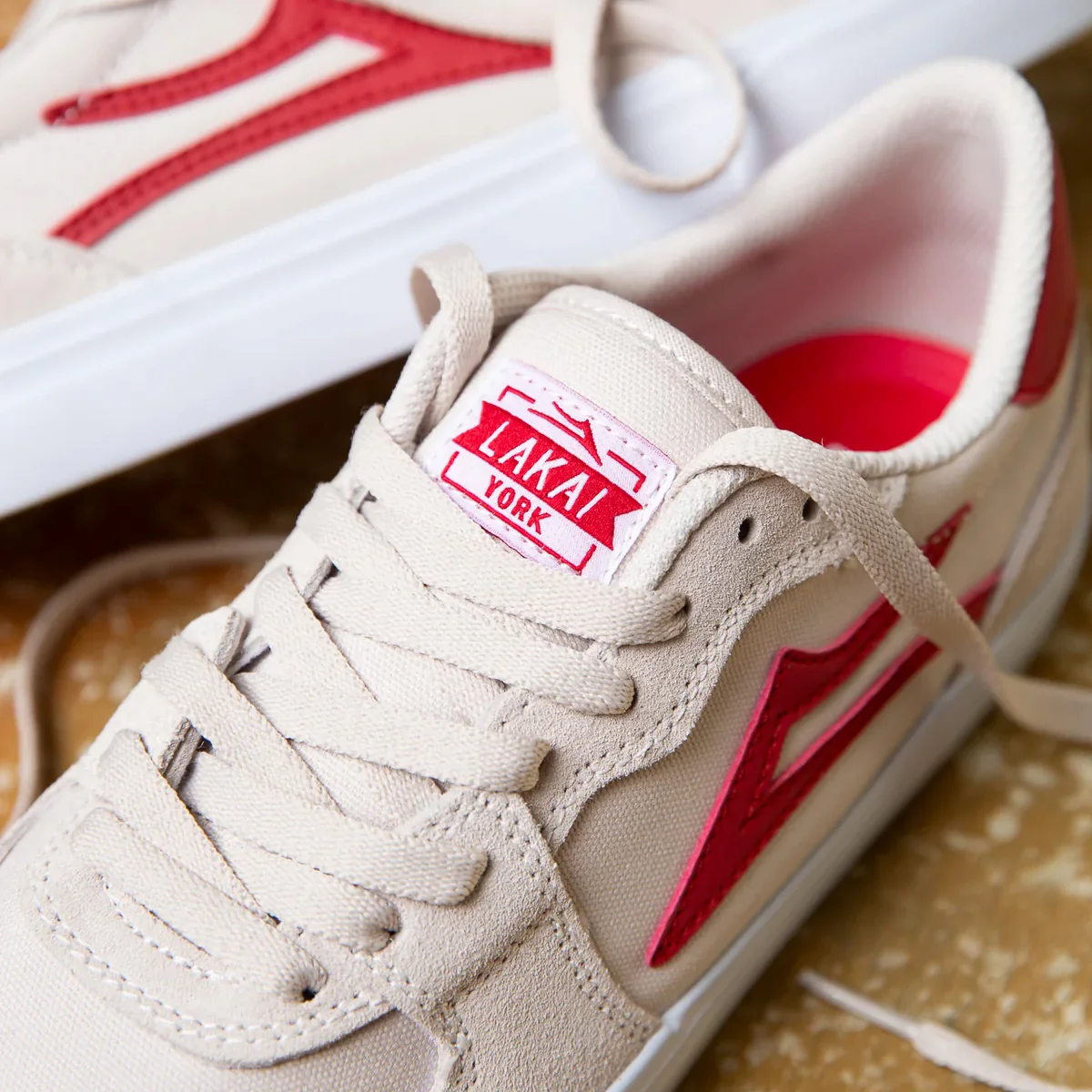 Lakai York Shoes - White/Red Suede - Image 4