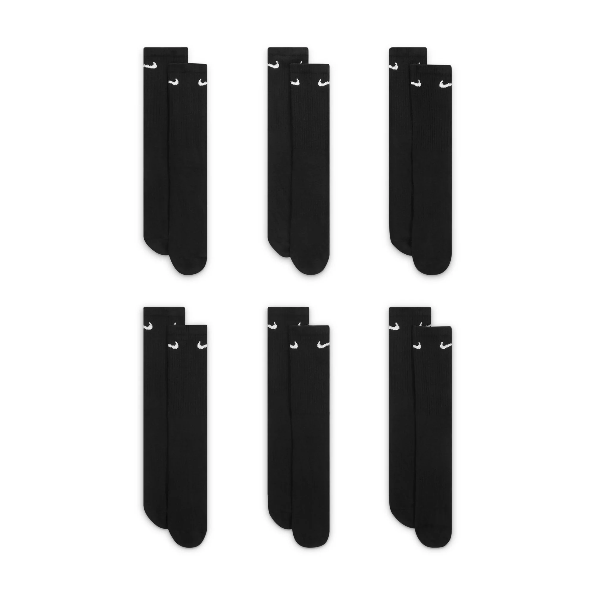 Nike Everyday Cushioned Training Crew Socks - Black/White 6 Pack - Image 3