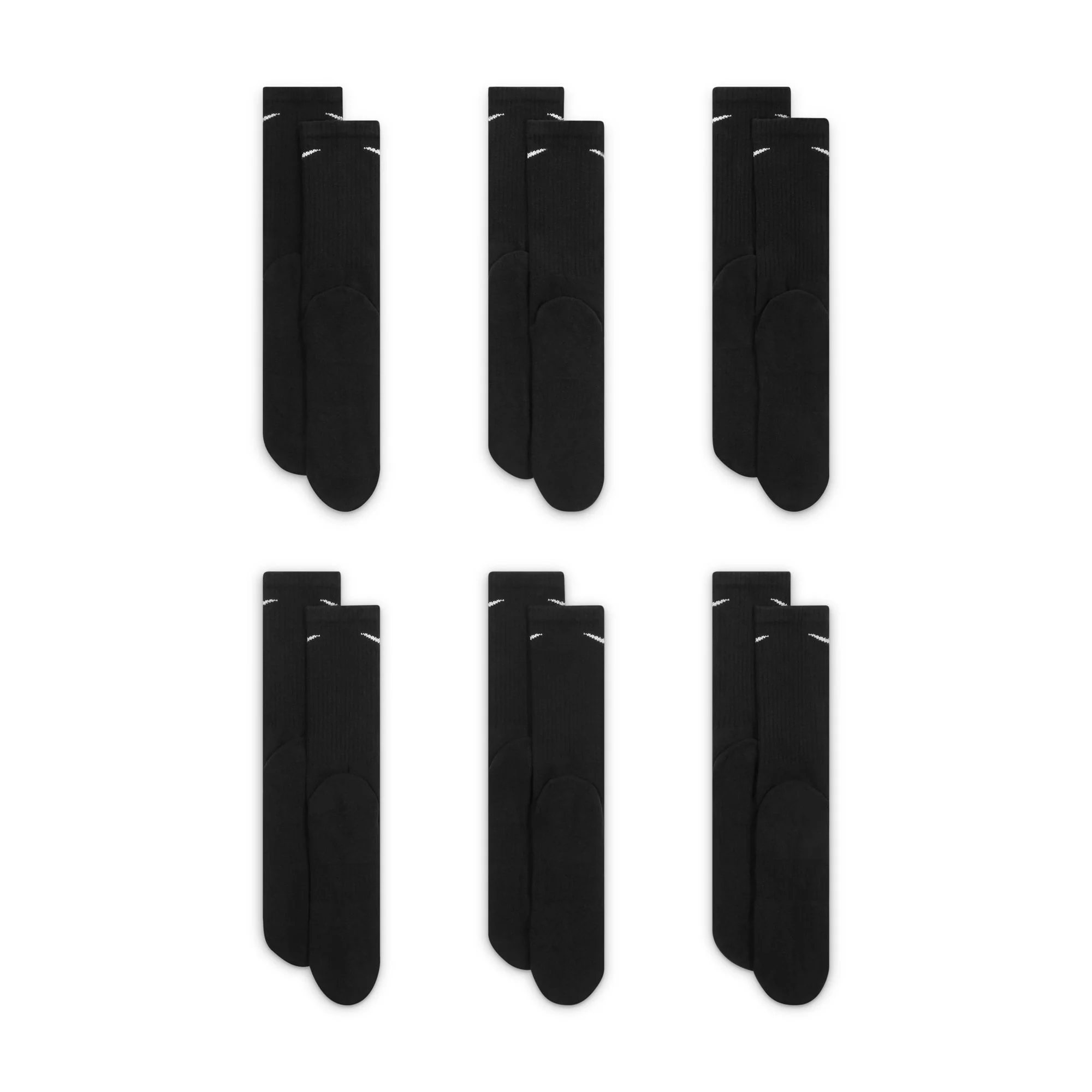 Nike Everyday Cushioned Training Crew Socks - Black/White 6 Pack - Image 4