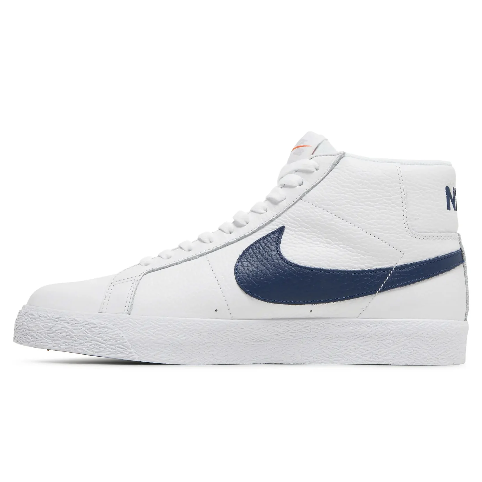 Nike SB Blazer Mid ISO Shoes - White/Navy-White-Safety Orange - Image 3