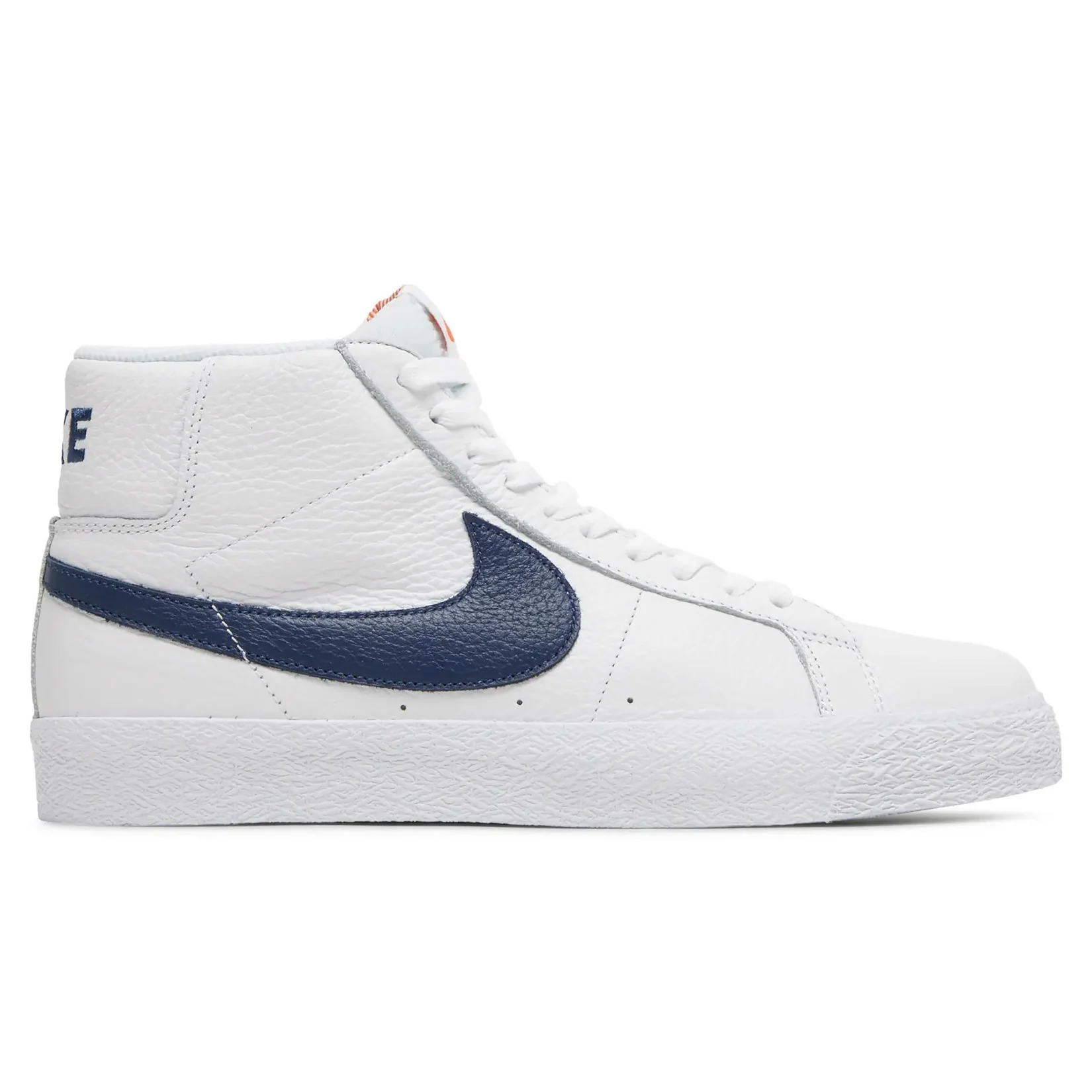 Nike SB Blazer Mid ISO Shoes - White/Navy-White-Safety Orange - Image 4