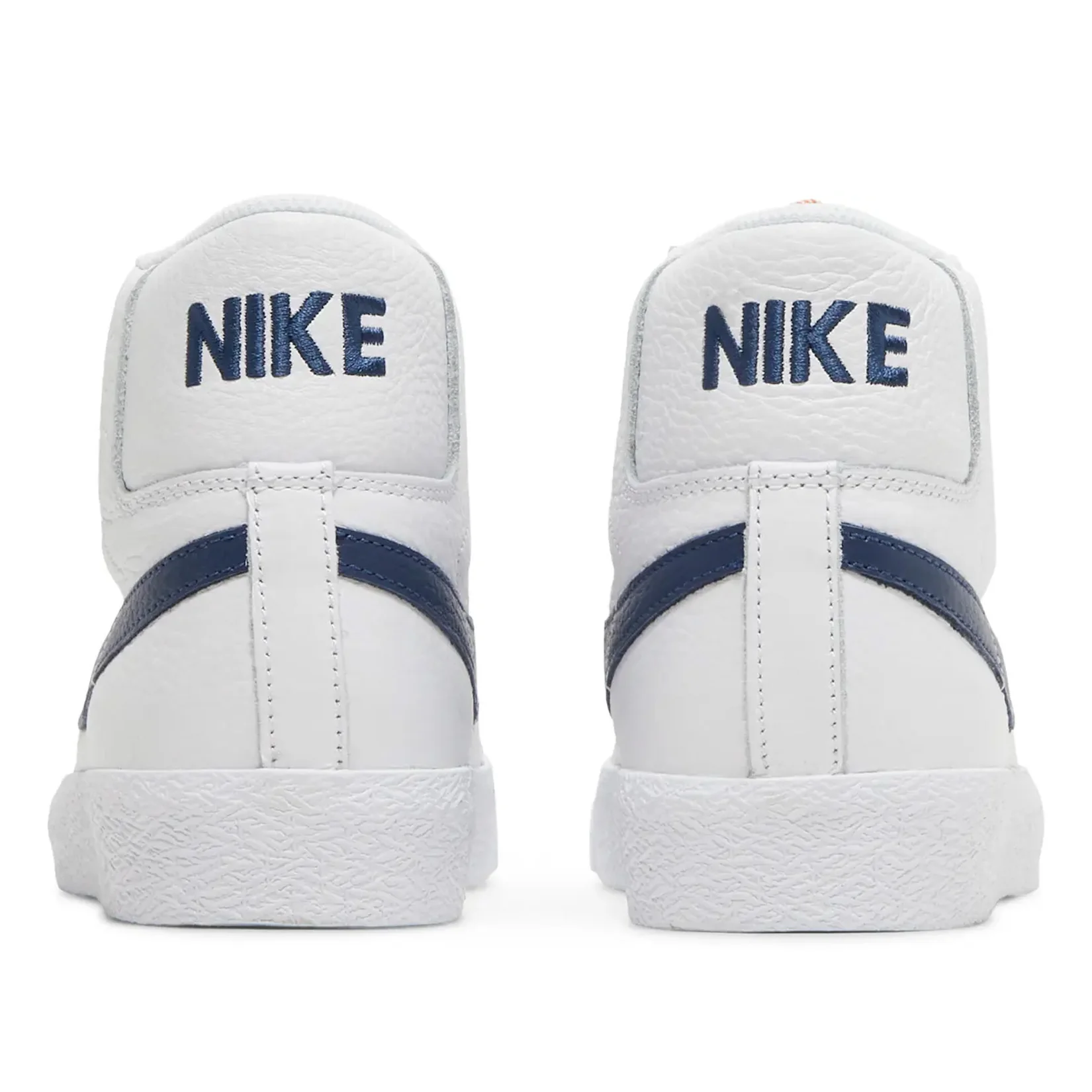 Nike SB Blazer Mid ISO Shoes - White/Navy-White-Safety Orange - Image 6