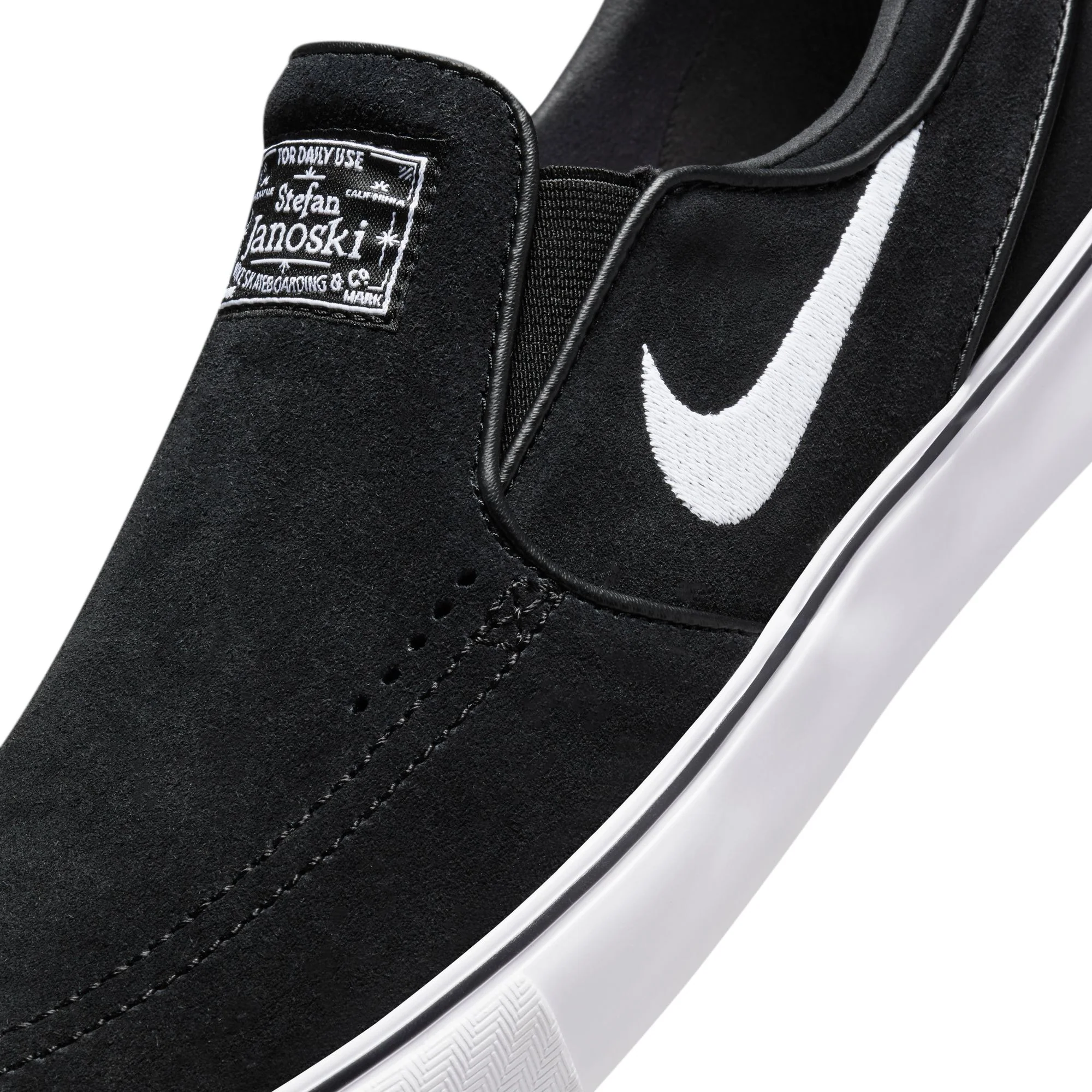Nike SB Janoski OG+ Slip On Shoes - Black/White-Black - Image 7