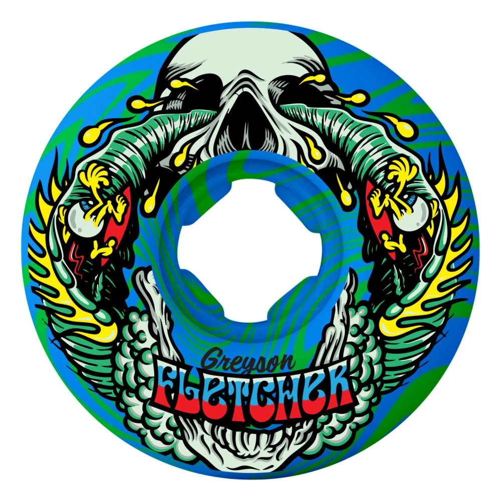 Slime Balls Greyson Fletcher Wheels Green/Blue Swirl 99a - 54mm - Image 3